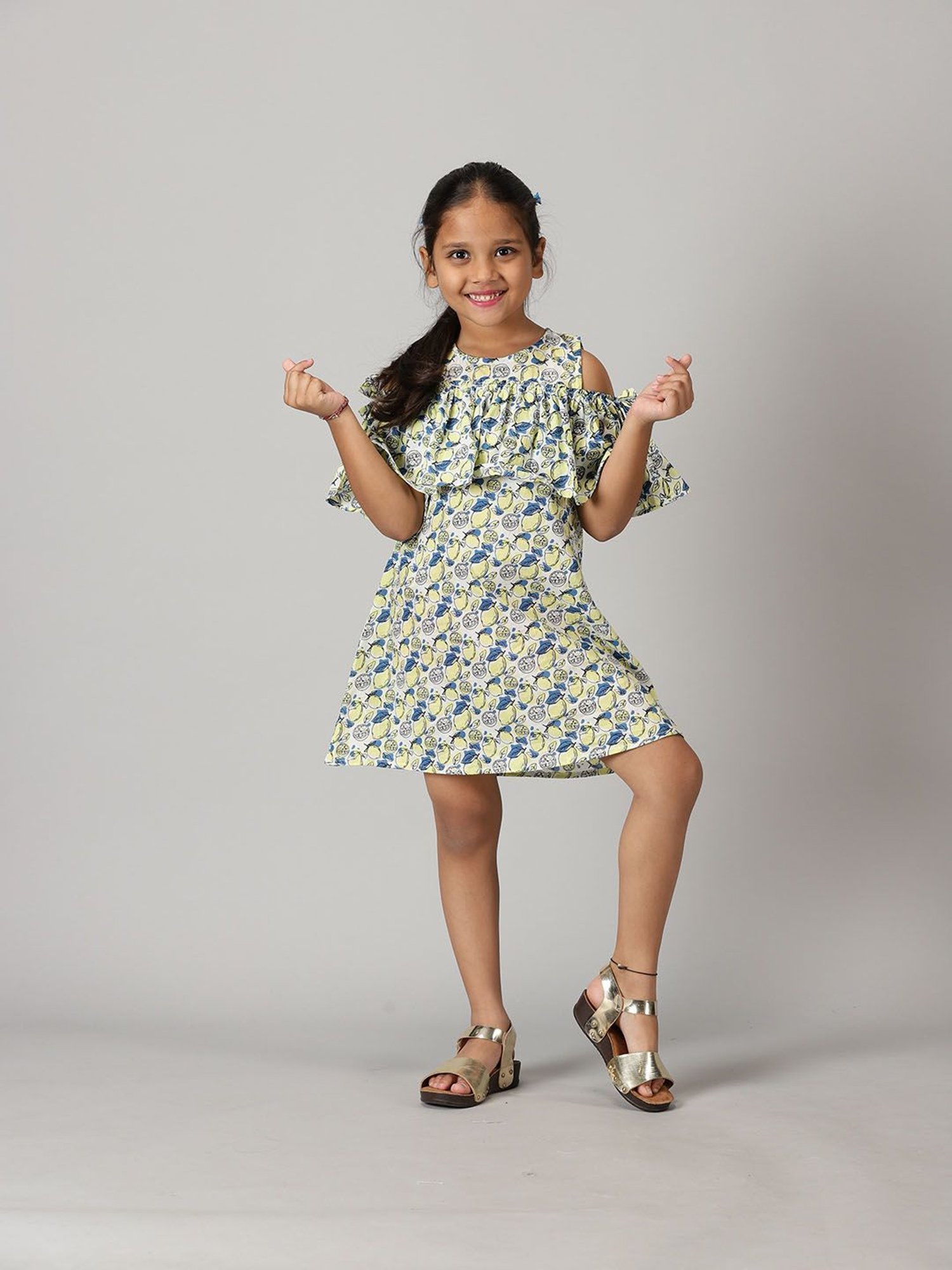 Kiddopanti Kids White Printed Dress