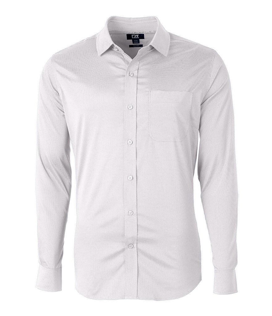 Cutter & Buck Versatech Geometric-Printed Long-Sleeve Dress Shirt