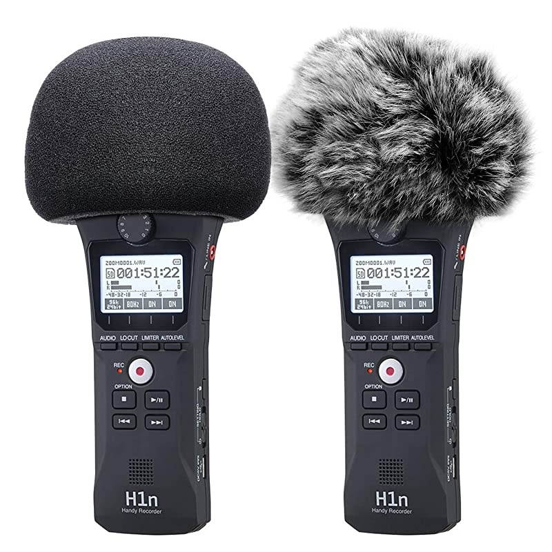 H1 Windscreen Microphone Furry Windscreen Muff Wind Cover + Foam Microphone Windscreen Cover for Zoom H1 H1n Apogee Mic and More Furry Foam 2Pack