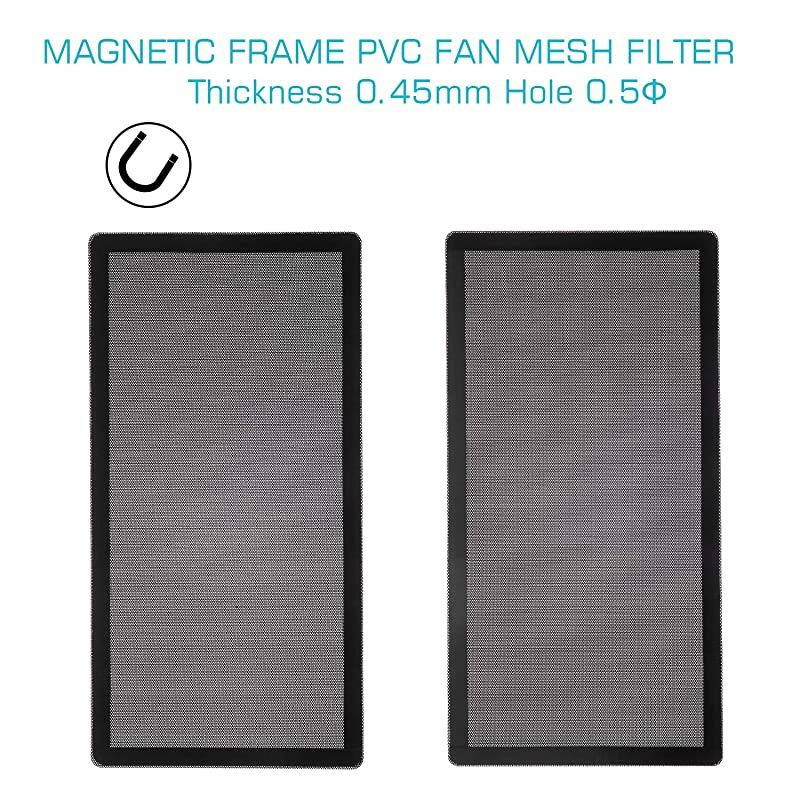 140mm x 2 PC Fan Dust Mesh Filter PVC Computer PC Case Dust Proof Filter Cover Magnetic Black 2Pack