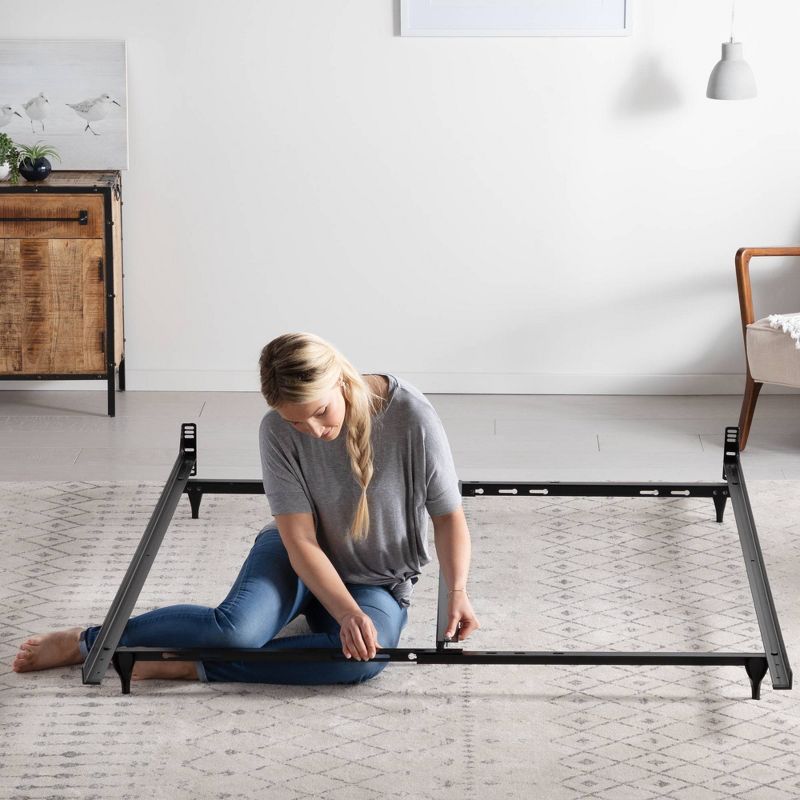 Universal Adjustable Metal Bed Frame with Center Support & Glides - Brookside