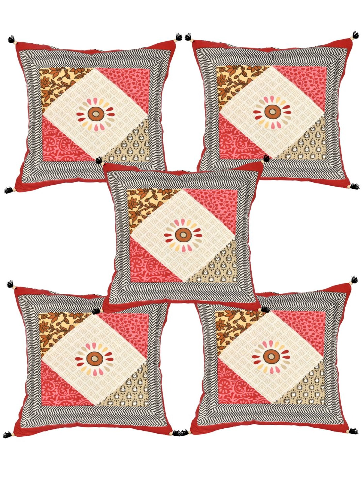 Living Roots Multicolor Cotton Cushion Covers - Set of 5