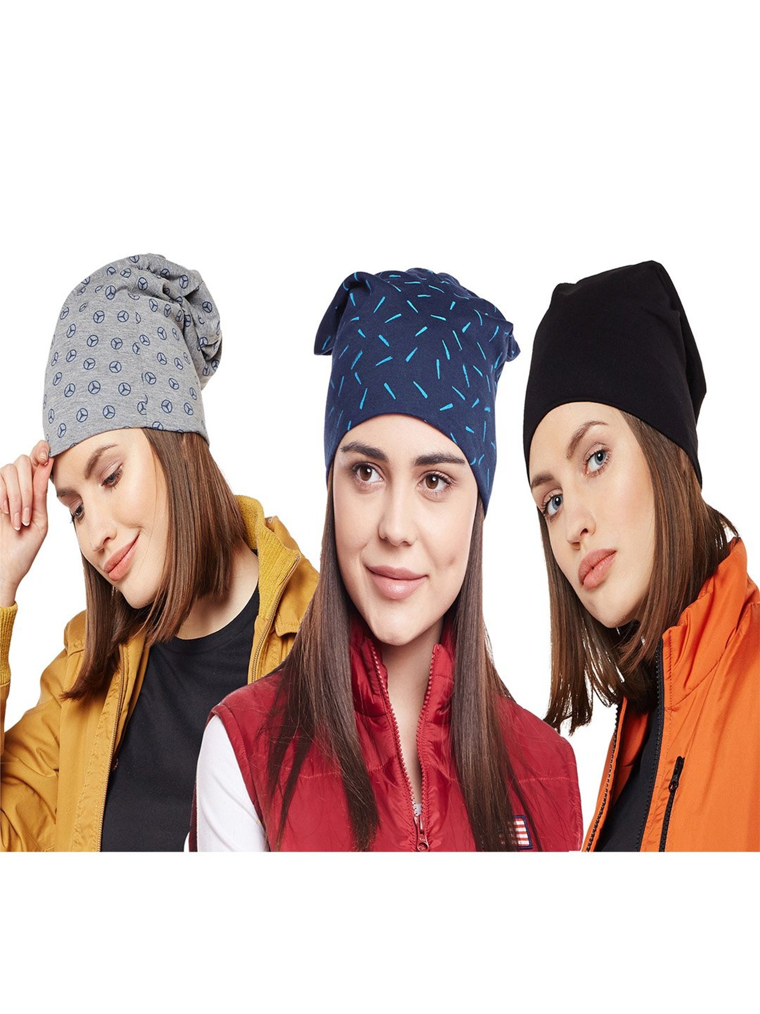 Vimal Jonney Multicolor Printed Beanies Set of 3