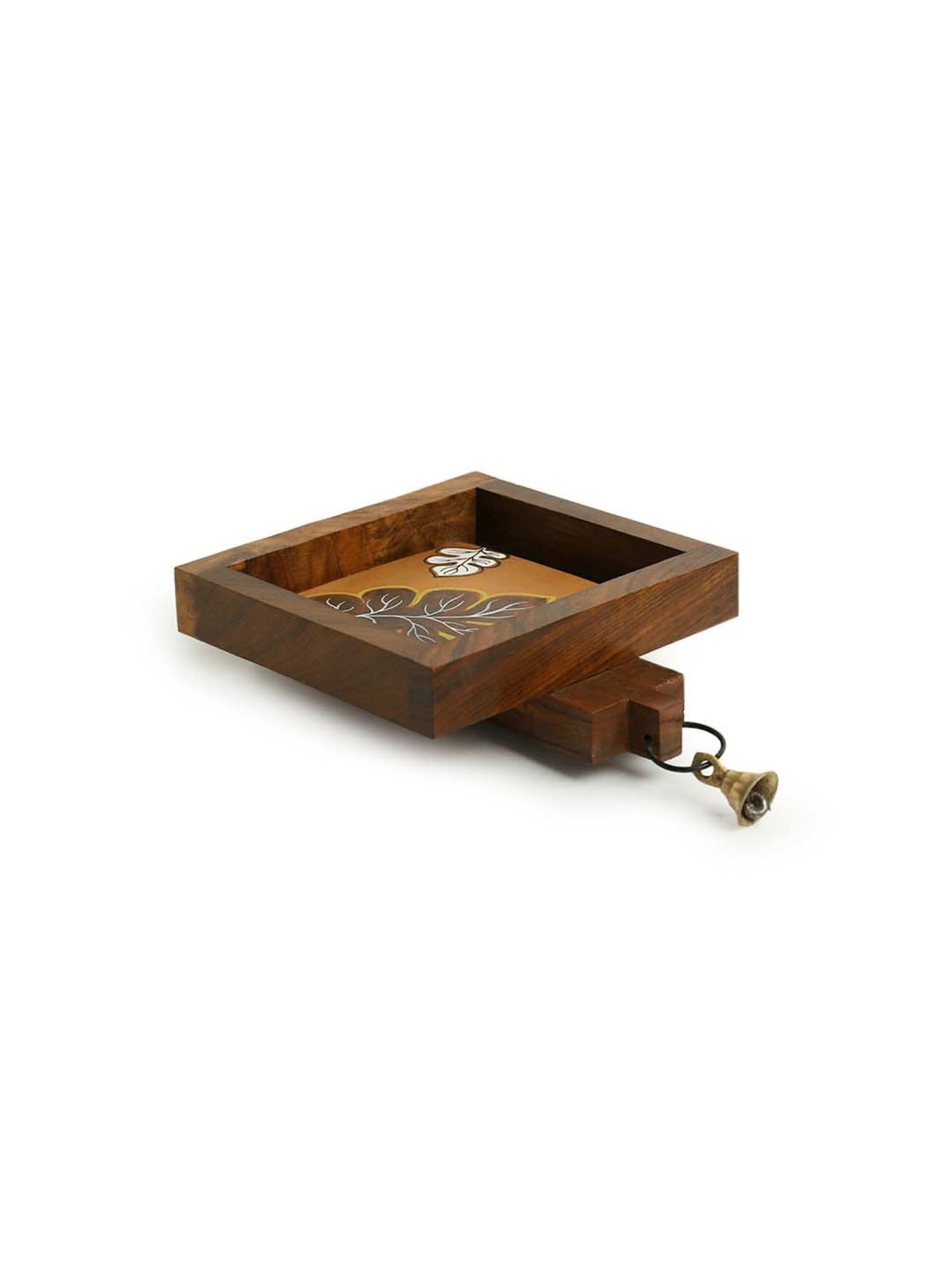 ExclusiveLane Shades of a Leaf Hand-Painted Wall Hanging In Sheesham Wood & Terracotta (Set of 2)