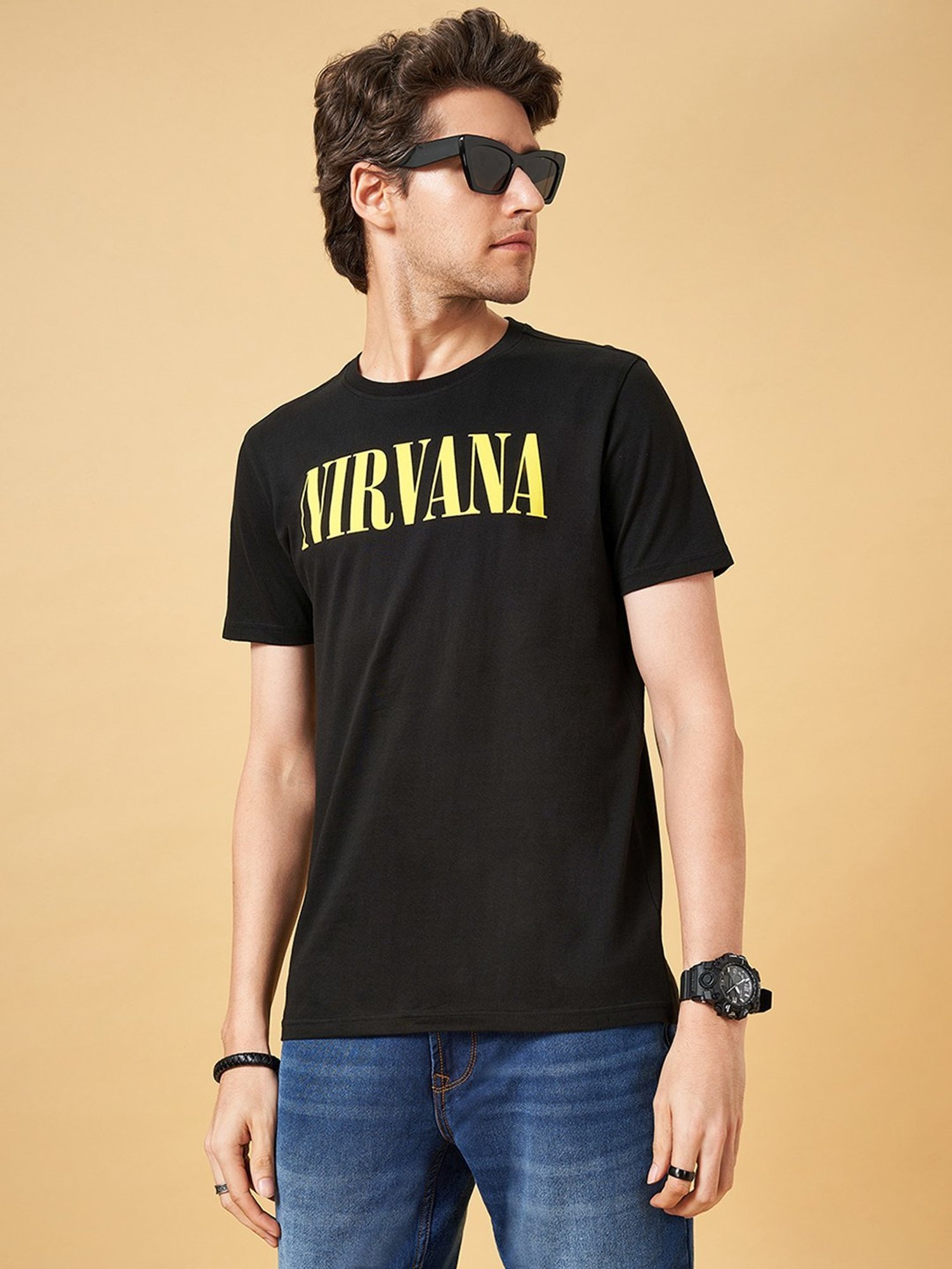 SF Jeans by Pantaloons Jet Set Cotton Slim Fit Printed T-Shirt