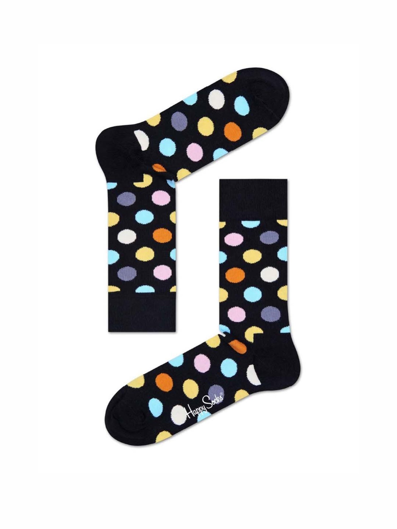 Happy Socks Big Dot Black Cotton Printed Socks (36-40)