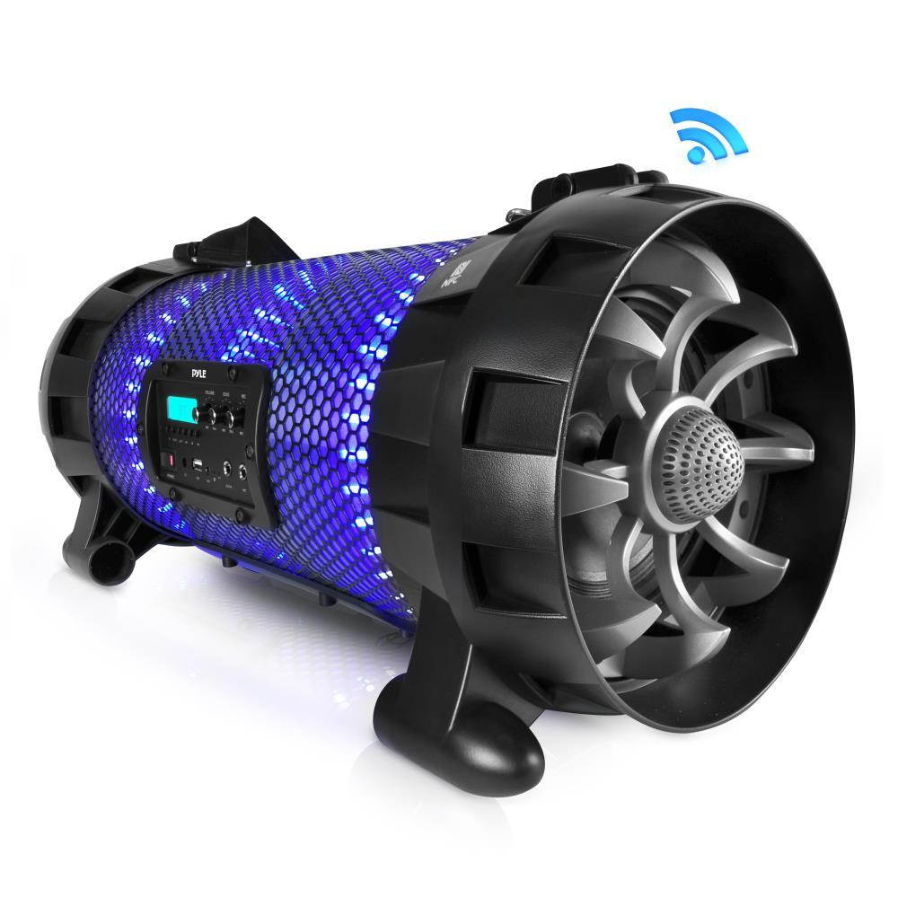 Pyle PBMSPG260L Bluetooth Plus NFC Boom Box Stereo Speaker System with Multi-Color App Controlled LED Party Lights