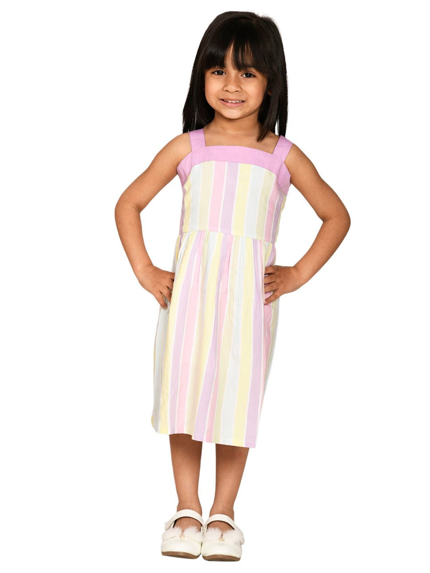 LilPicks Kids Multicolor Striped Dress