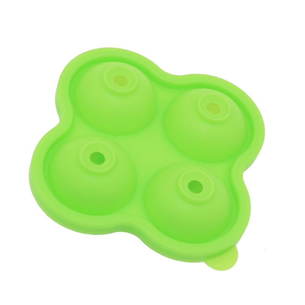 4-Grid Silicone Ice Cube Trays With Lid Creative Food-Grade Silicone Mold For Bars Kitchens Beverage Liquid (Light Blue)