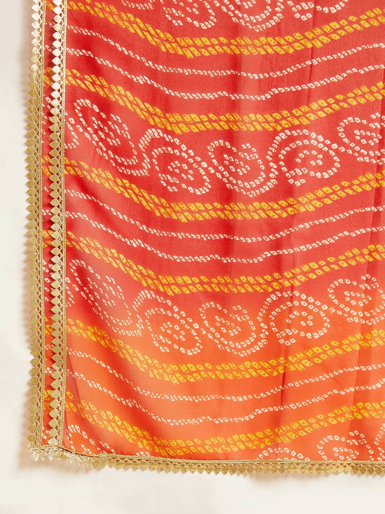 PANIT Orange Printed Ethnic Dress With Dupatta