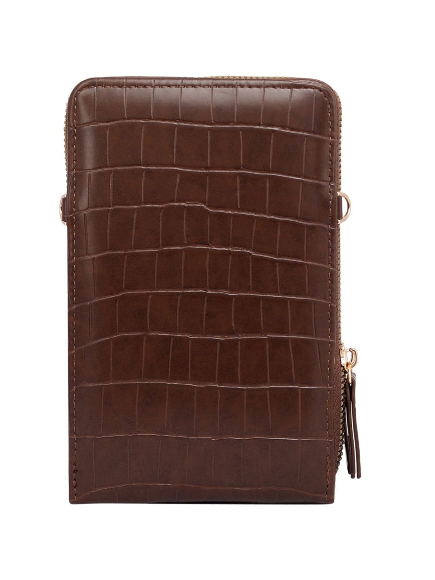 Lino Perros Brown Textured Mobile Pouch