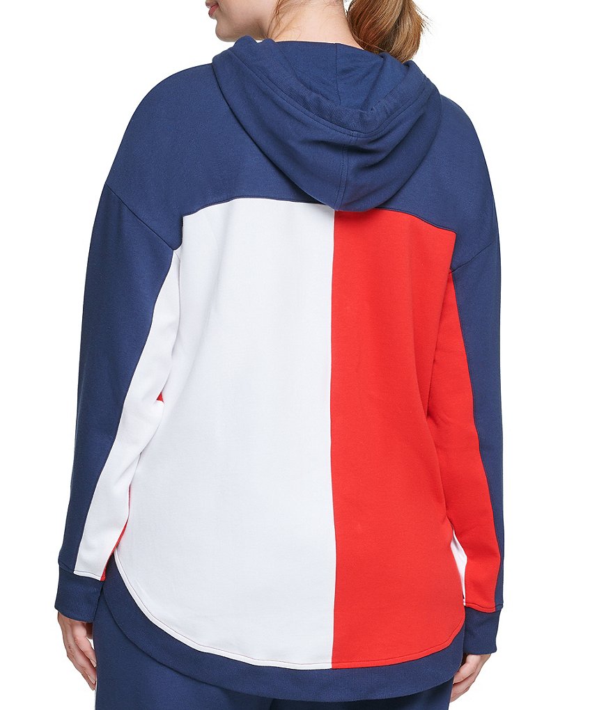 Tommy Hilfiger Sport Plus Size Colorblock Long Sleeve Zip Up Hoodie Jacket