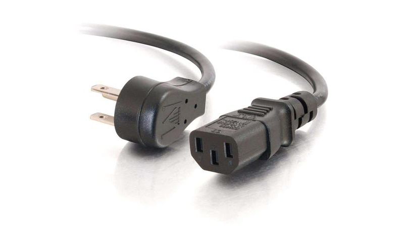 C2G 3ft 18 AWG Universal Flat Panel Power Cord (NEMA 5-15P to IEC320C13) - For Computer, Printer, Scanner, Monitor - Black - 3 ft Cord Length