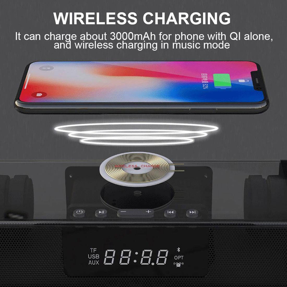 SOUNDBAR BS-39A Clock Bluetooth Speaker Phone Wireless Charging Hand-free Calling Speaker