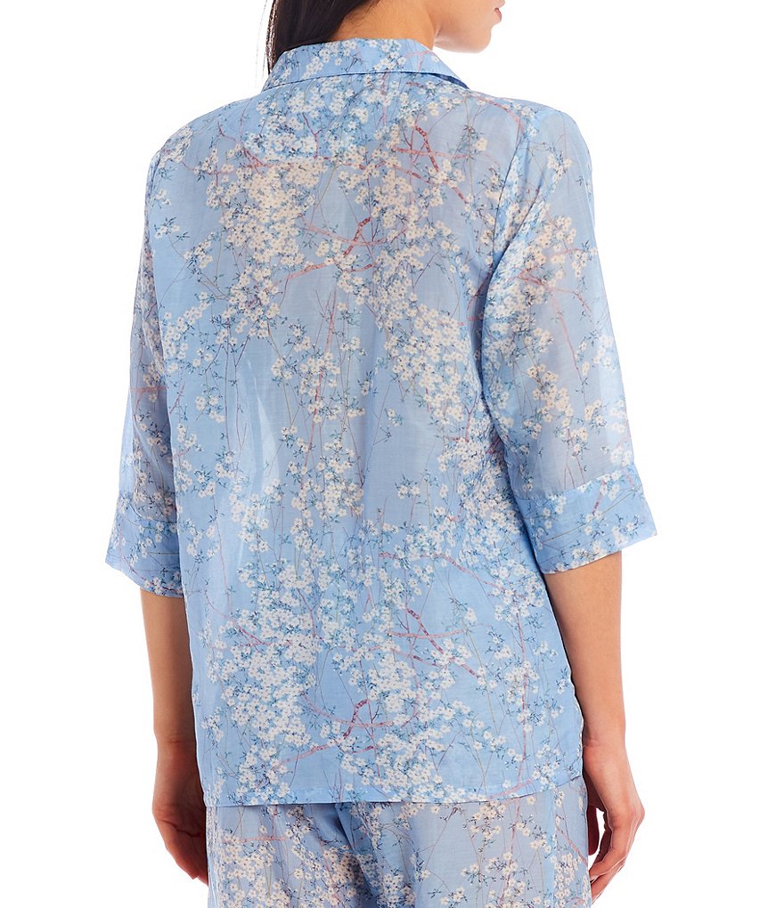 Papinelle Cherry Blossom Woven Cropped Coordinating Pajama Set