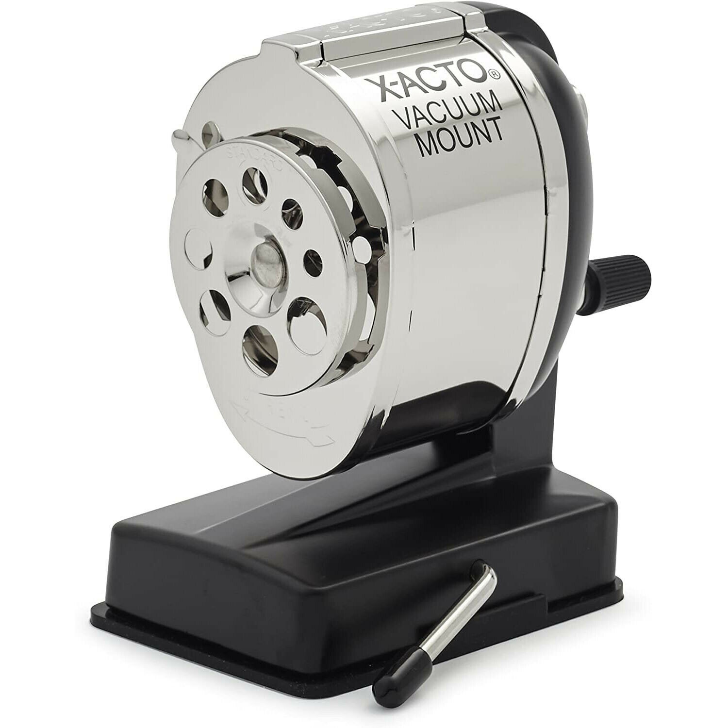 X-ACTO 1072LMR KS Manual Classroom Pencil Sharpener, Vacuum-Base, Manual, 4" x 5.5" x 5.5", Black/Nickel