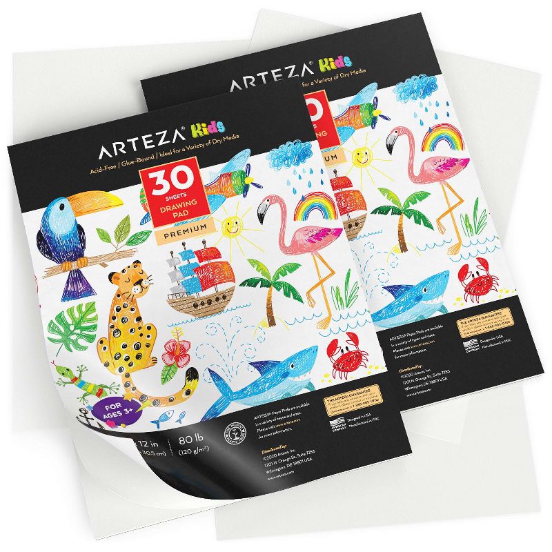 Arteza Kids Drawing Paper Pad, 9"x12" - 2 Pack (ARTZ-4226)