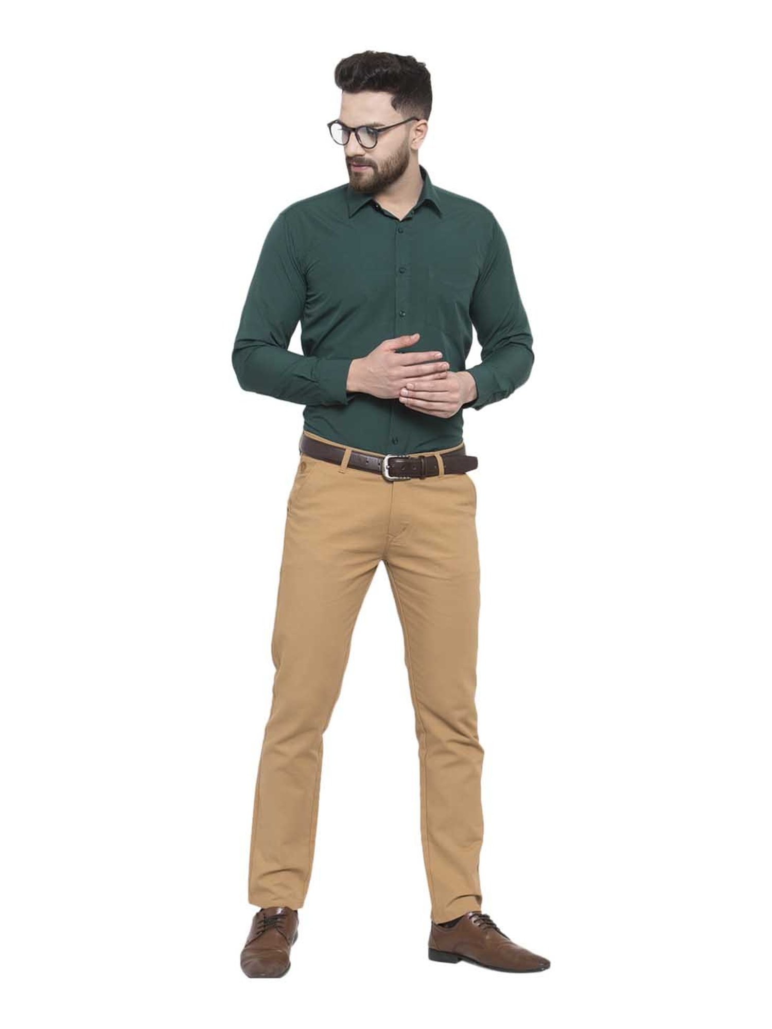 English Navy Dark Green Slim Fit Shirt