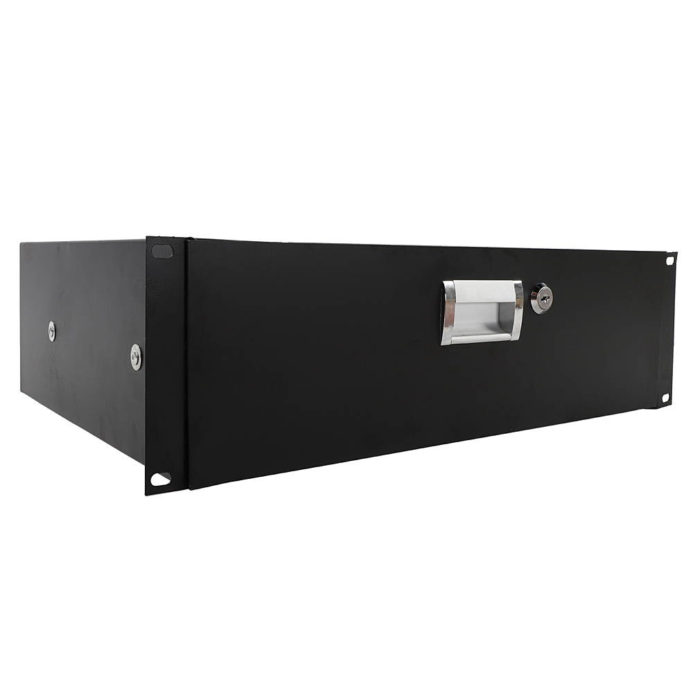 3U Pro Rack Case 19" Steel Plate DJ Drawer Equipment Cabinet w/Key Black