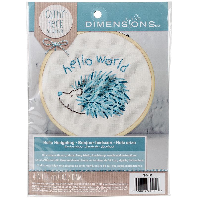 Dimensions Stamped Embroidery Kit 4" Round-Hello Hedgehog-Stitched In Thread