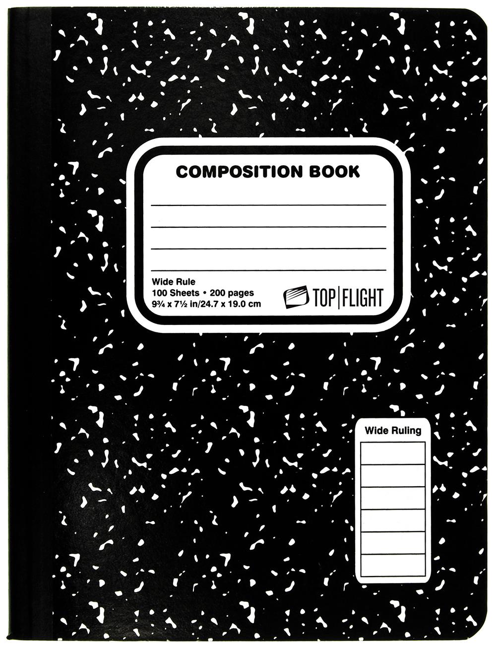 TOP FLIGHT 1-Subject Composition Book Black & White Wide Rule 4511915