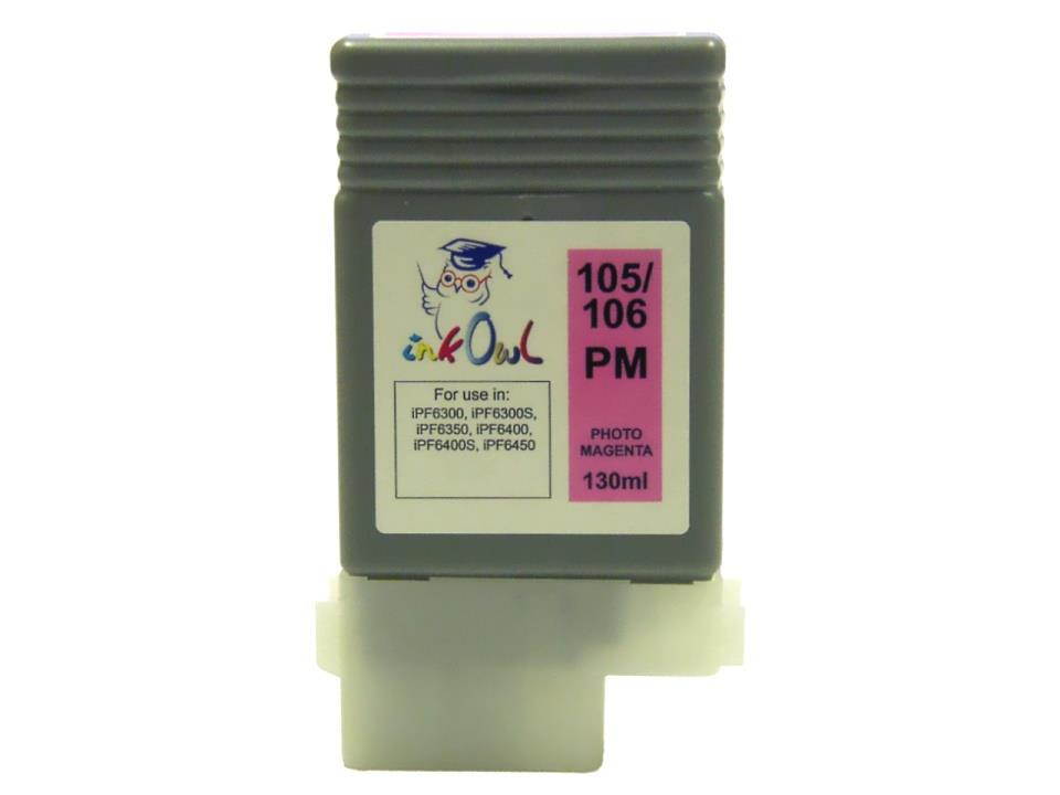 InkOwl Compatible Ink Cartridge Replacement for CANON PFI-105PM, PFI-106PM (130ml, Photo Magenta) for iPF6300, iPF6300S, iPF6350, iPF6400, iPF6400S, iPF6450 printers