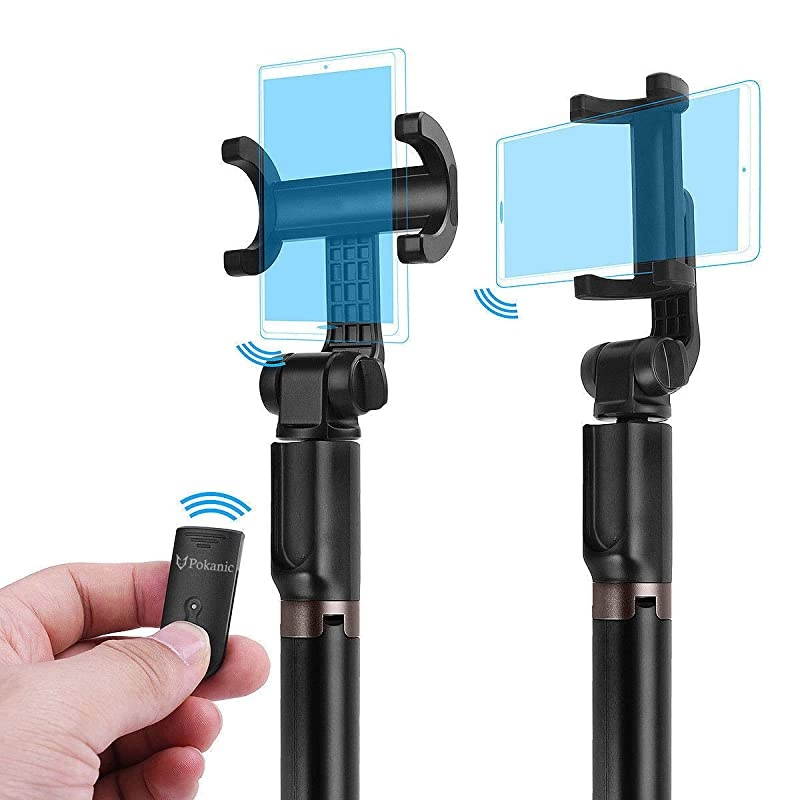 Selfie Stick Tripod with Bluetooth Wireless Remote Shutter Control Pouch Extendable Adjustable Stand Mount Light-Weight V-Log Compatible with All Apple iPhone, Samsung Galaxy (Black)
