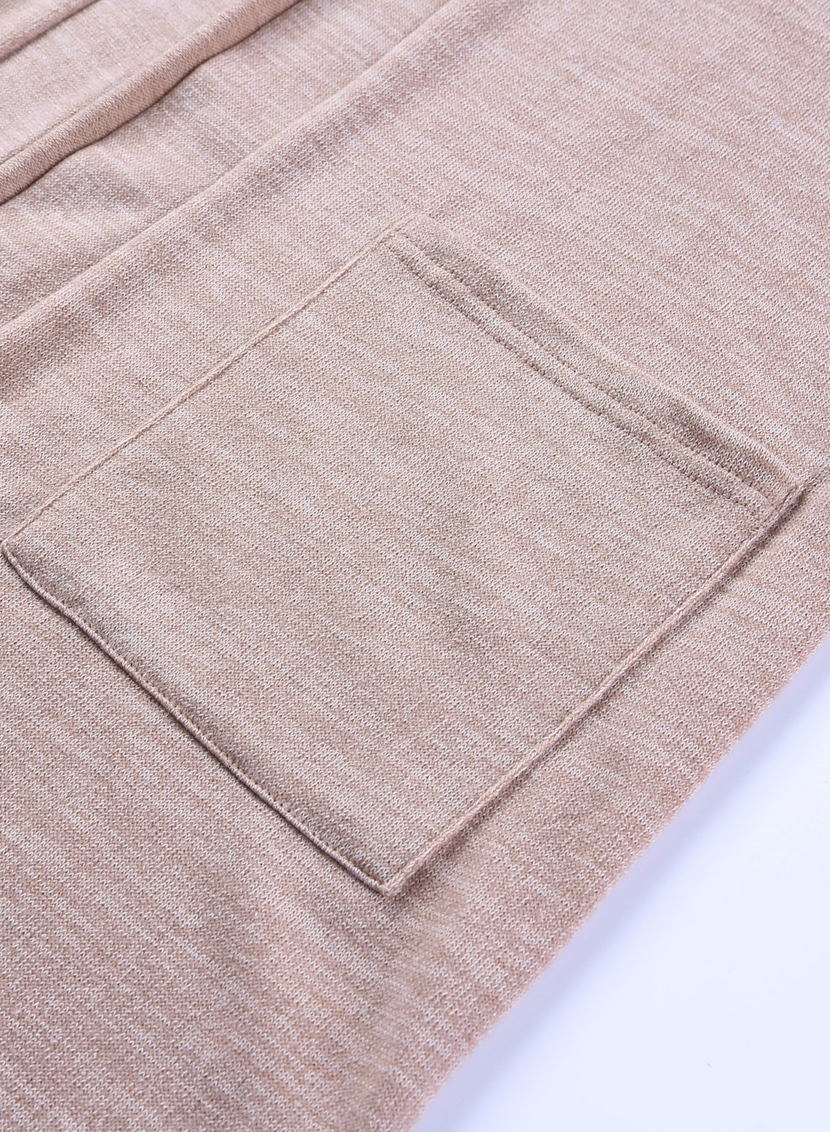 Beige Buttons Front Lightweight Fall Long Cover Up