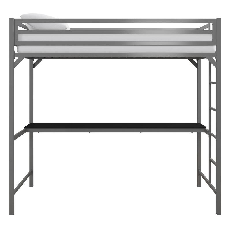 Twin Max Metal Loft Bed with Desk Silver - Room & Joy