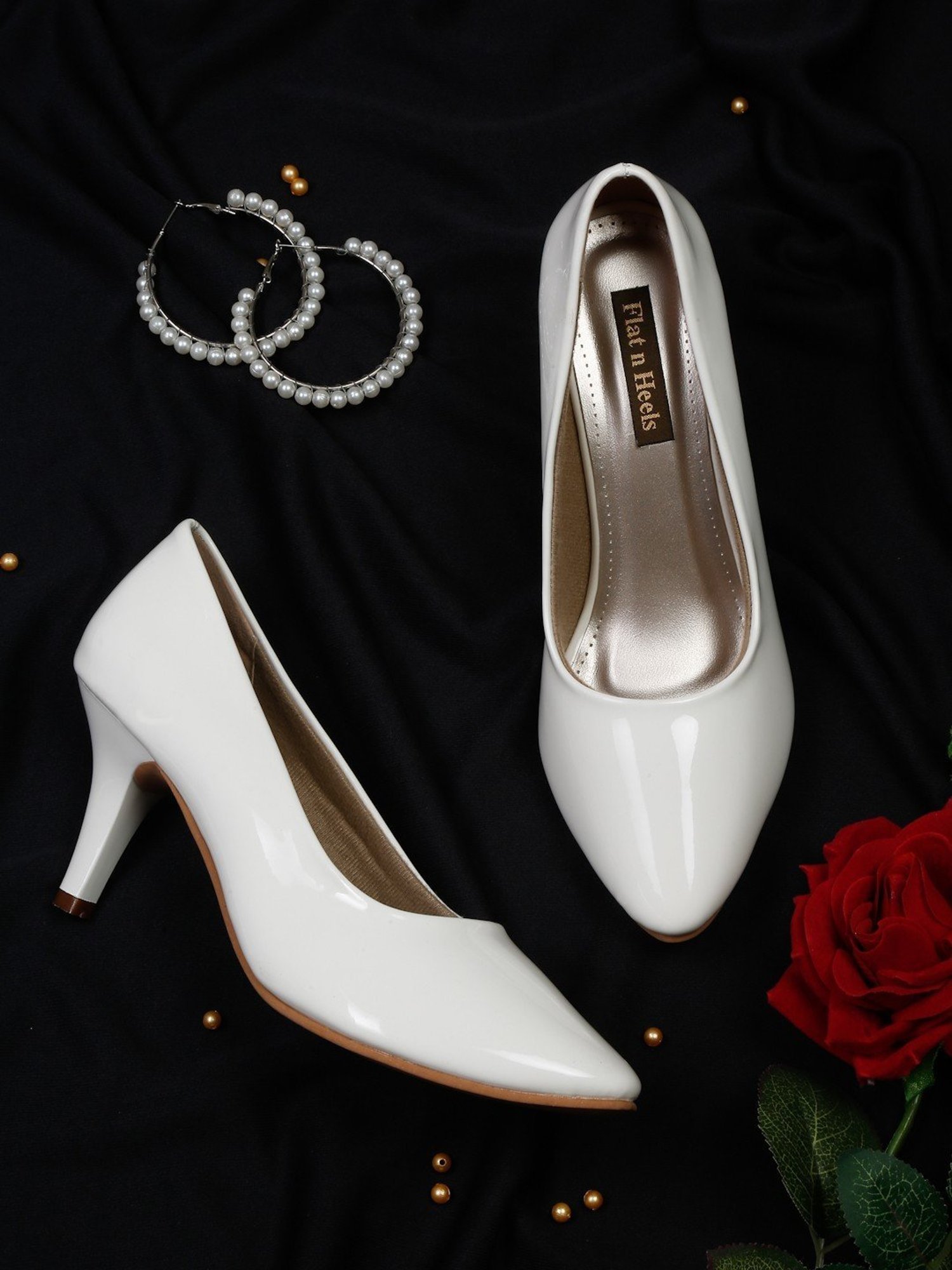Flat N Heels Women's White Stiletto Pumps
