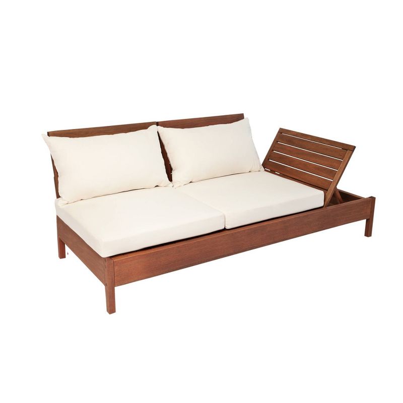 Grass Eucalyptus Wood Outdoor Reclining Chaise Lounge Chair with Backrest - Alaterre Furniture