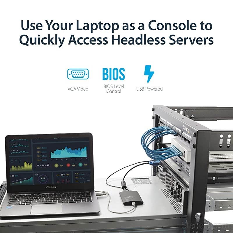 com Crash Cart Adapter 1920 x 1200 Portable Laptop USB 2.0 to KVM Console (NOTECONS01)