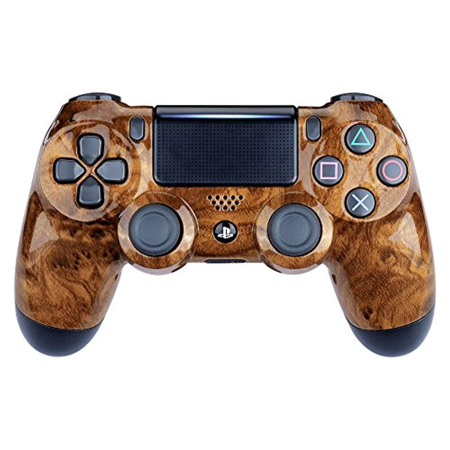 extremerate bird's eye wood grain hydro dipped front housing shell case, faceplate cover replacement kit for playstation 4 ps4