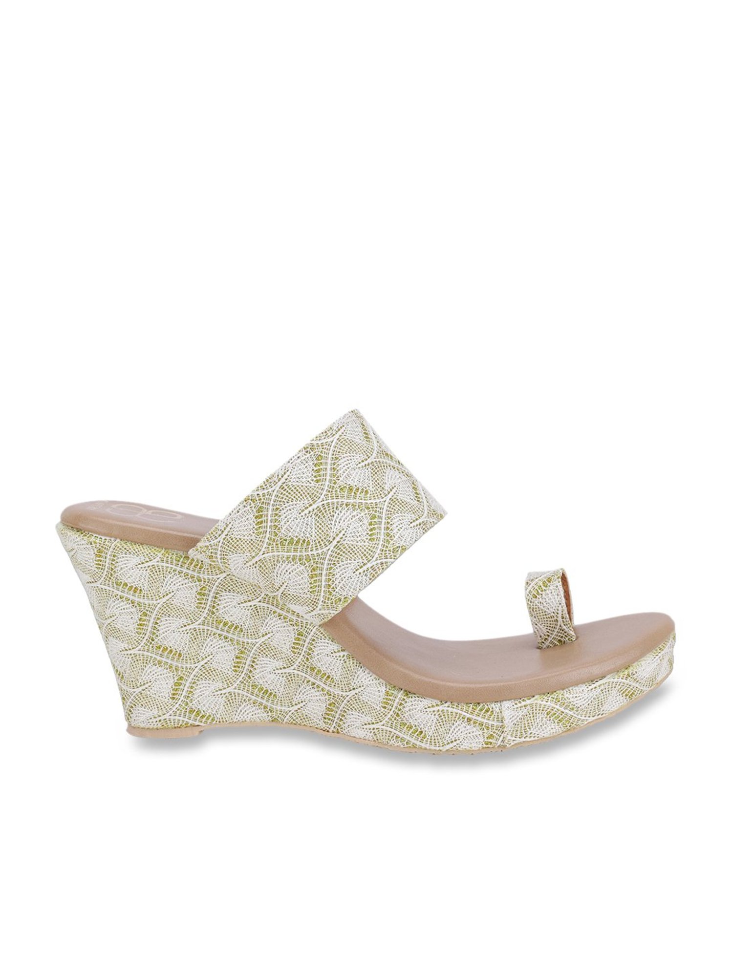 Glam Story Women's Masakali Off White Toe Ring Wedges