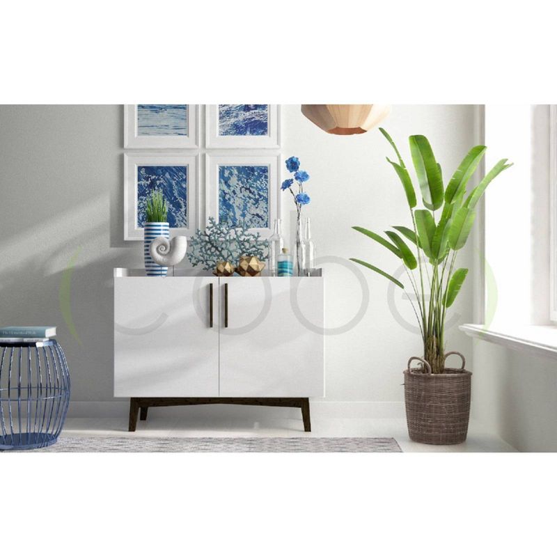 35.43" Brookdale Sideboard White/Nut Brown - Manhattan Comfort