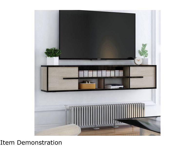 Furniture of America Evermore Modern Wood Floating 60" TV Stand in Oak