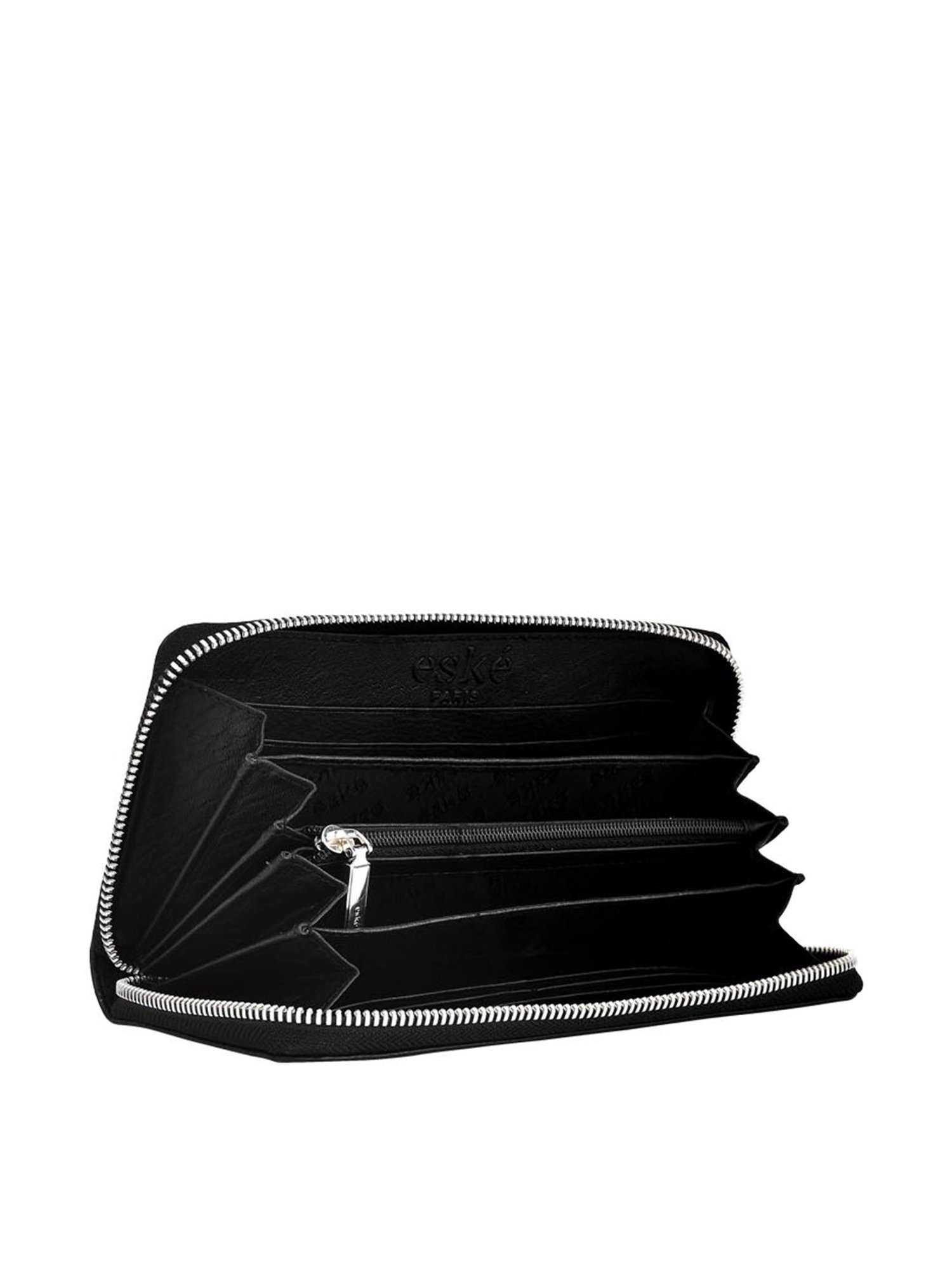 Eske Scala Black Solid Zip Around Wallet for Women