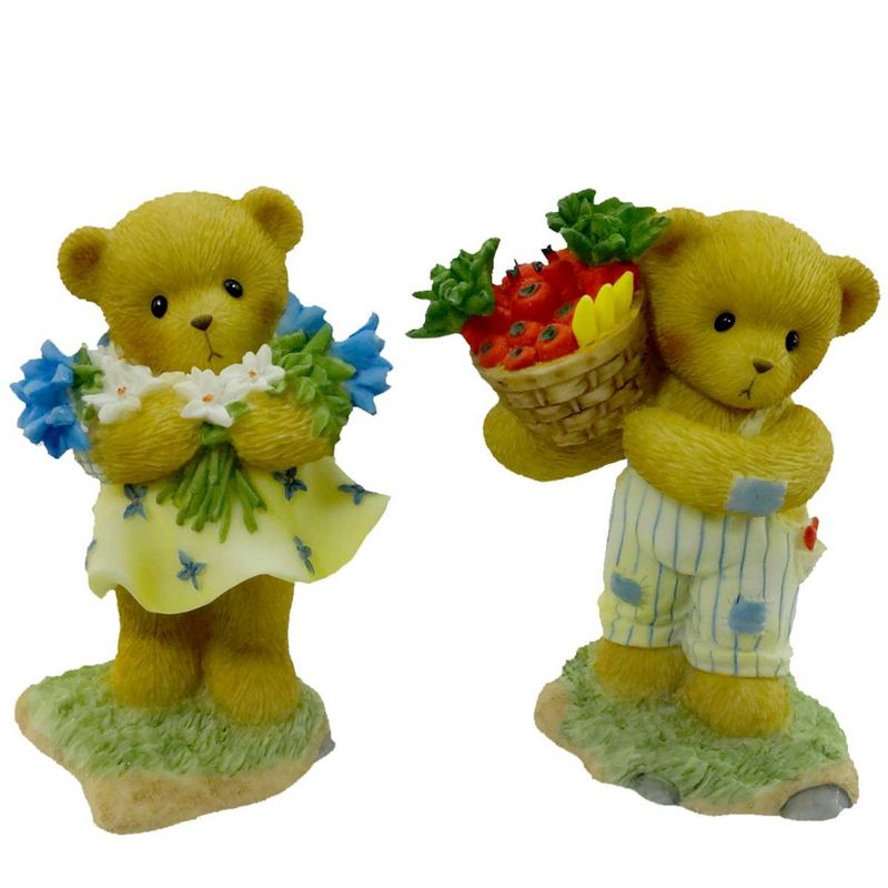 Cherished Teddies Jimmy & Akaila Teddy Bears Flowers Vegetables  -  Decorative Figurines
