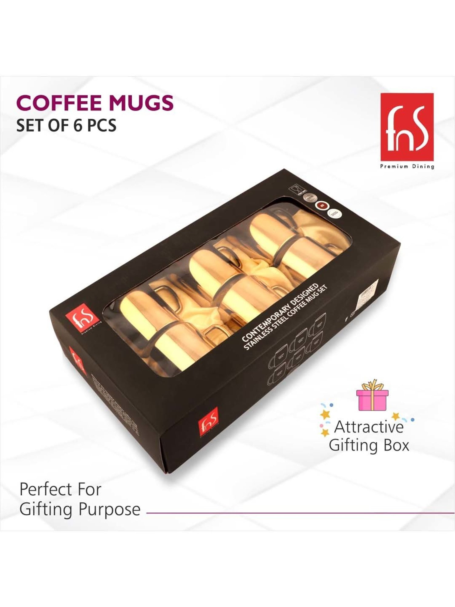 Femora Black Ceramic Coffee Mugs (0.36 L) - Set of 4