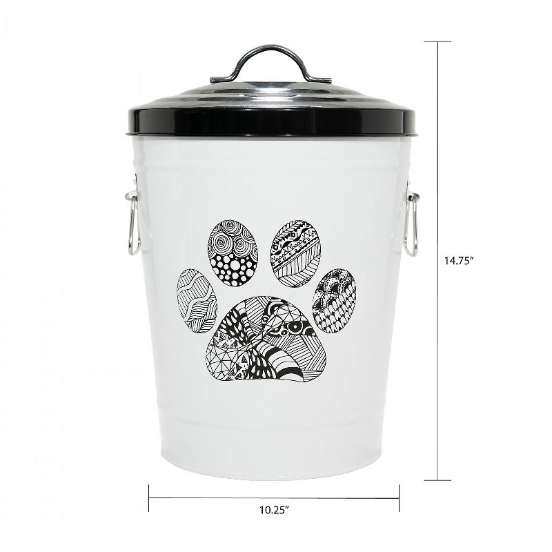 Amici Pet Zentangle Metal Pet Food Bin, Paw, 17lbs