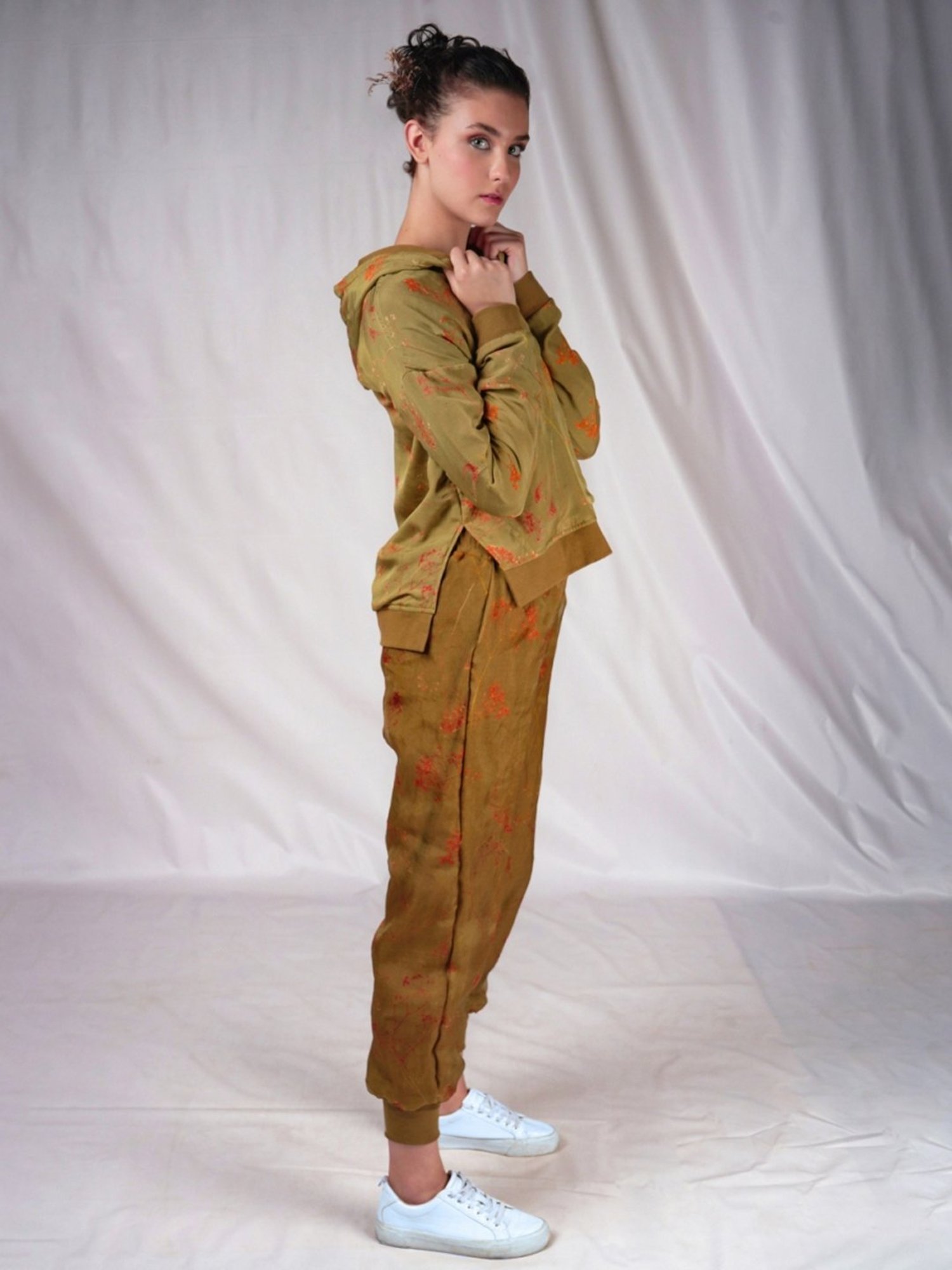 Seesa Green Spring Summer Floral Printed Sweatpants