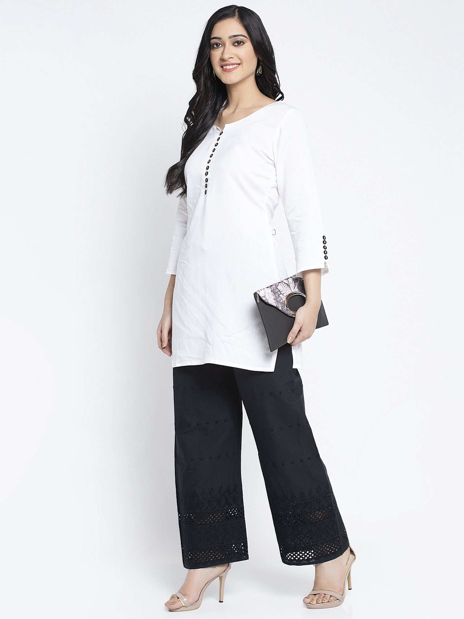 Gracit Black & Red Flared Fit Cotton Palazzos Pack of - 2