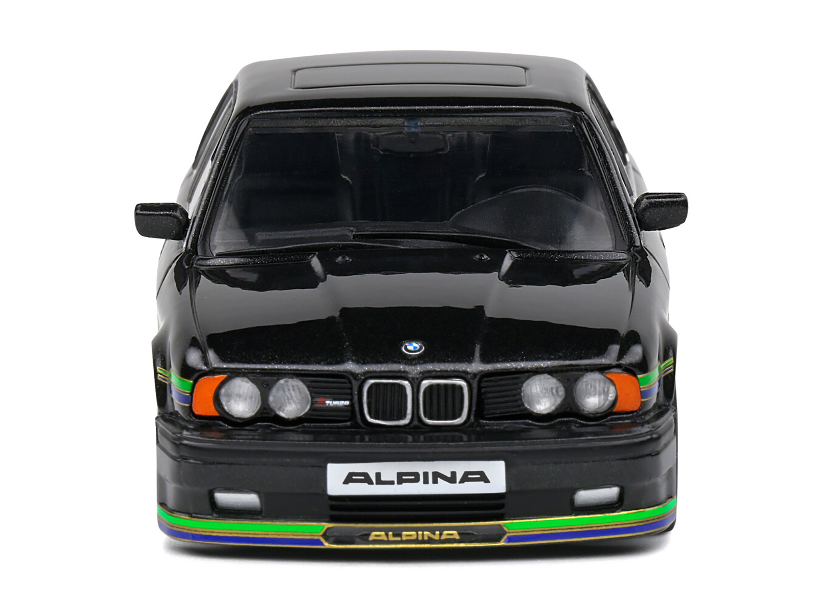 1994 BMW E34 Alpina B10 BiTurbo Black Metallic with Green Graphics 1/43 Diecast Model Car by Solido