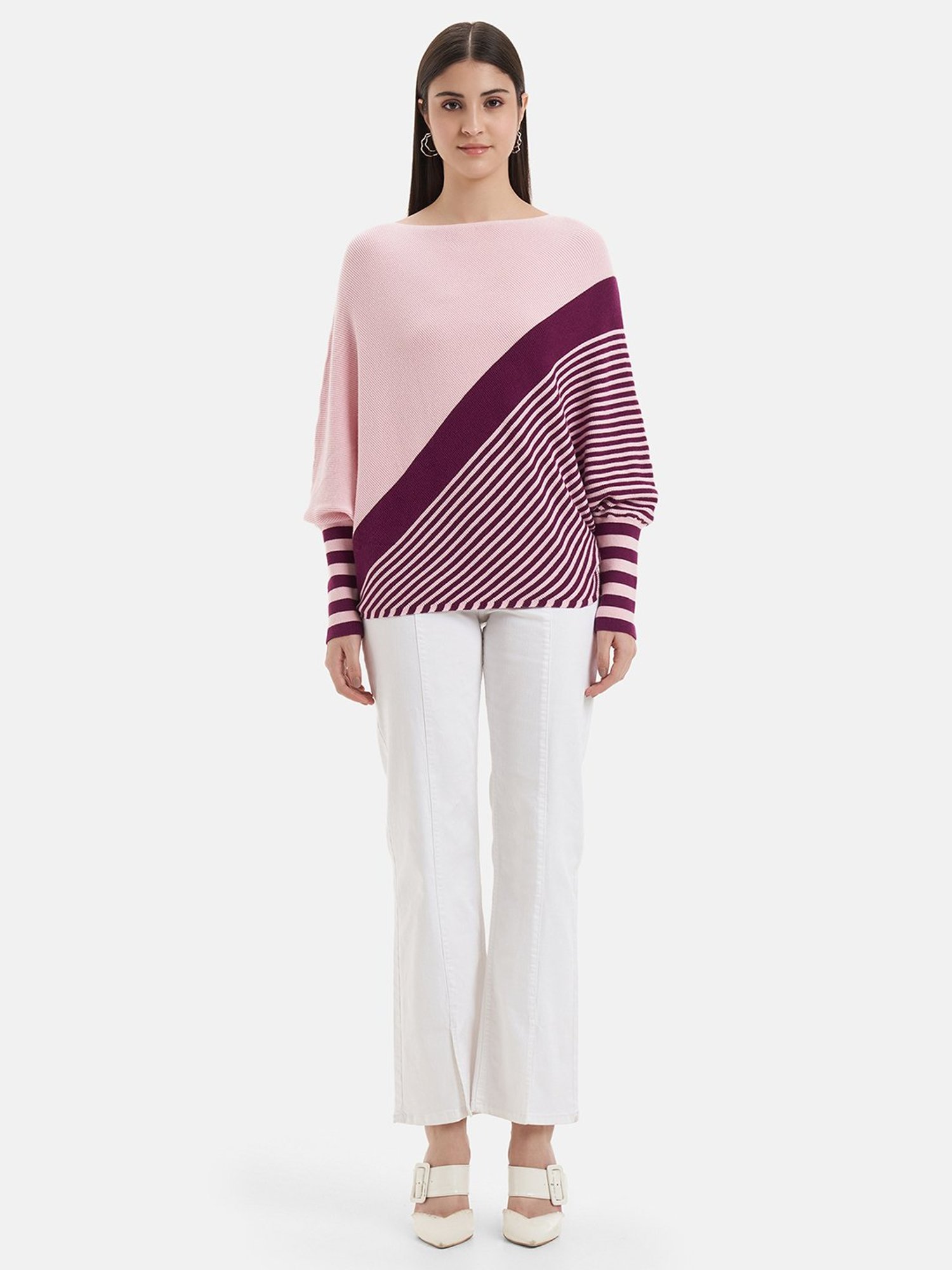 Kazo Pink & Purple Color-Block Pullover