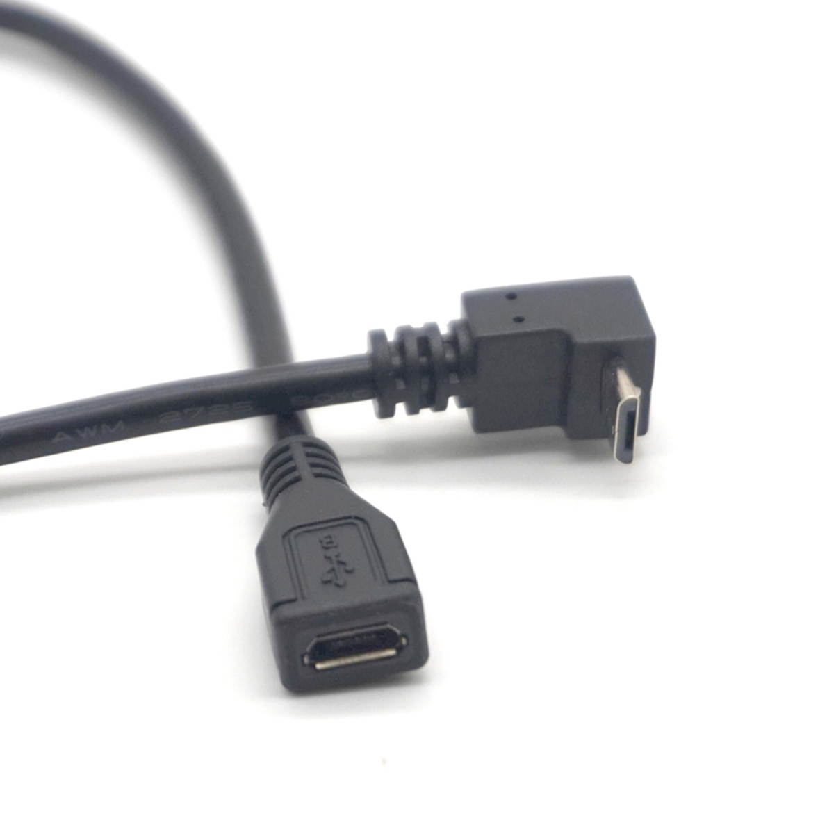 2pcs Plugadget Micro USB Male to Micro USB Female plug Down Angled Extension Cable Adapter Converter