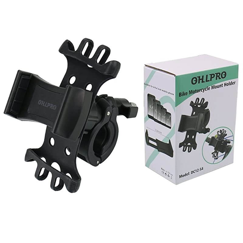 Bike Phone MountBicycle Cell Phone Holder Universal Motorcycle Handlebar Rack with 360&deg; Rotation Adjustable Anti Shake Silicone Bands Cycling for iPhone Samsung All 4060 Phones Black