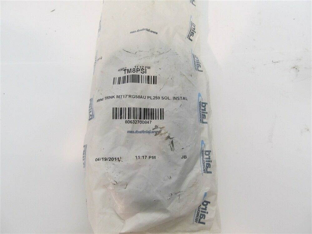 Laird Tech. TM8PSI Mini TRNK MT. 17" RG58AU PL259 SOL. Instal Connector