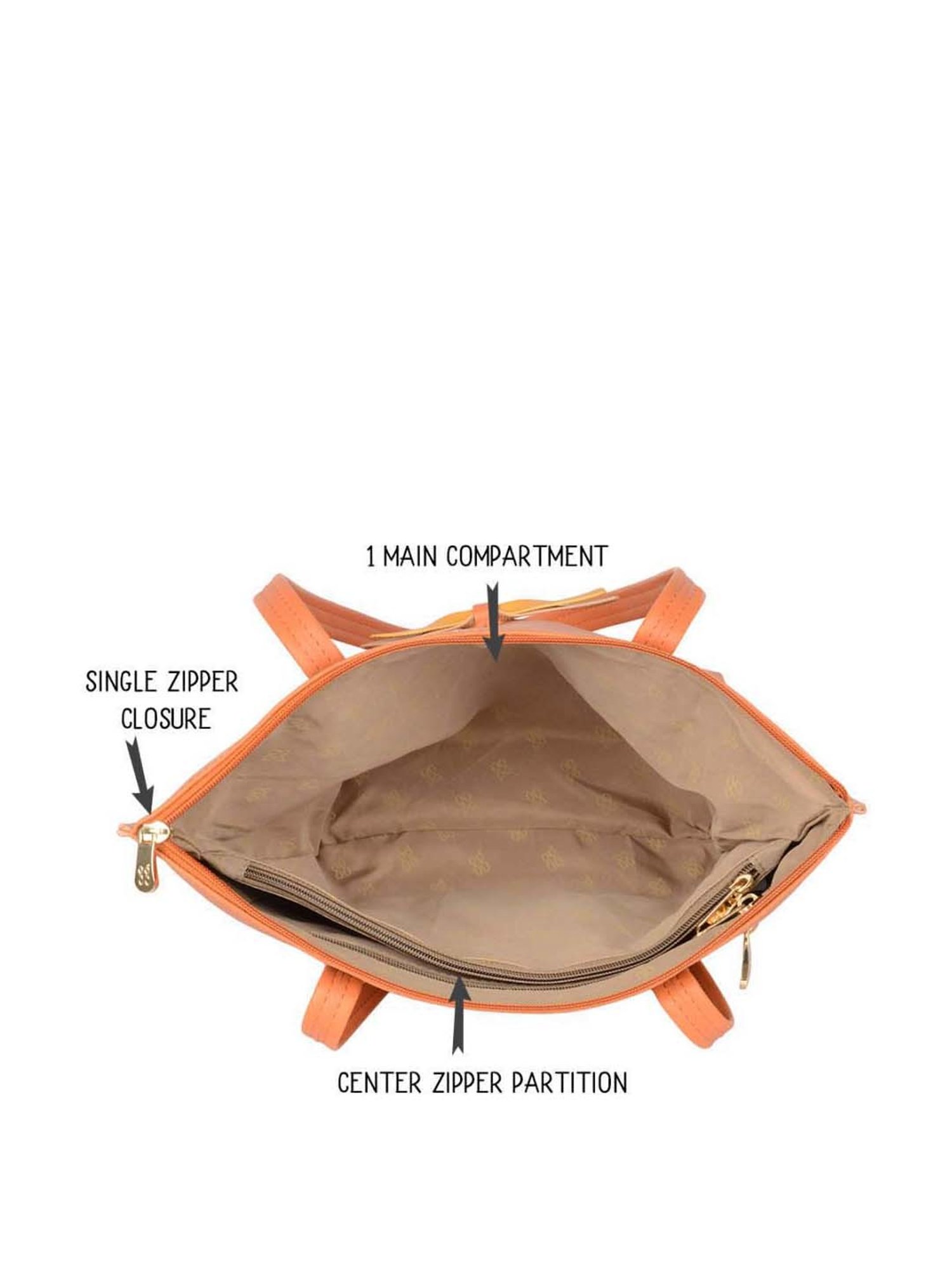 Baggit Orange Solid Medium Tote Handbag