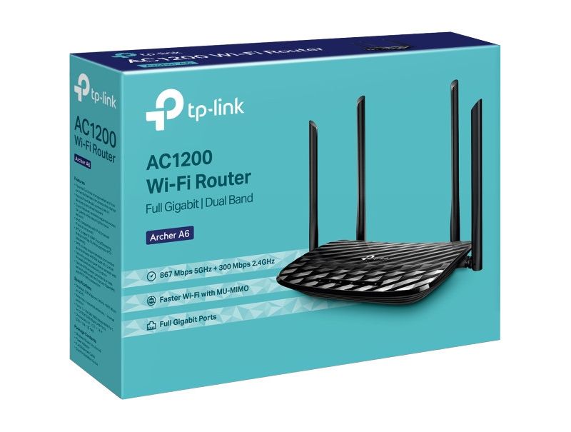 TP-LINK Archer A6 IEEE 802.11ac Ethernet Wireless Router - 2.40 GHz ISM Band - 5 GHz UNII Band - 5 x Antenna(1 x Internal/4 x External)