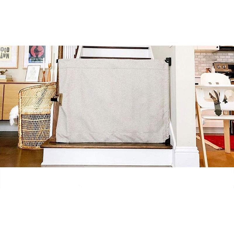 The Stair Barrier Regular Wall to Banister Retractable Fabric Baby and Pet Safety Gate for Staircase, 36 to 43 Inch, Beyond Sheep Ash